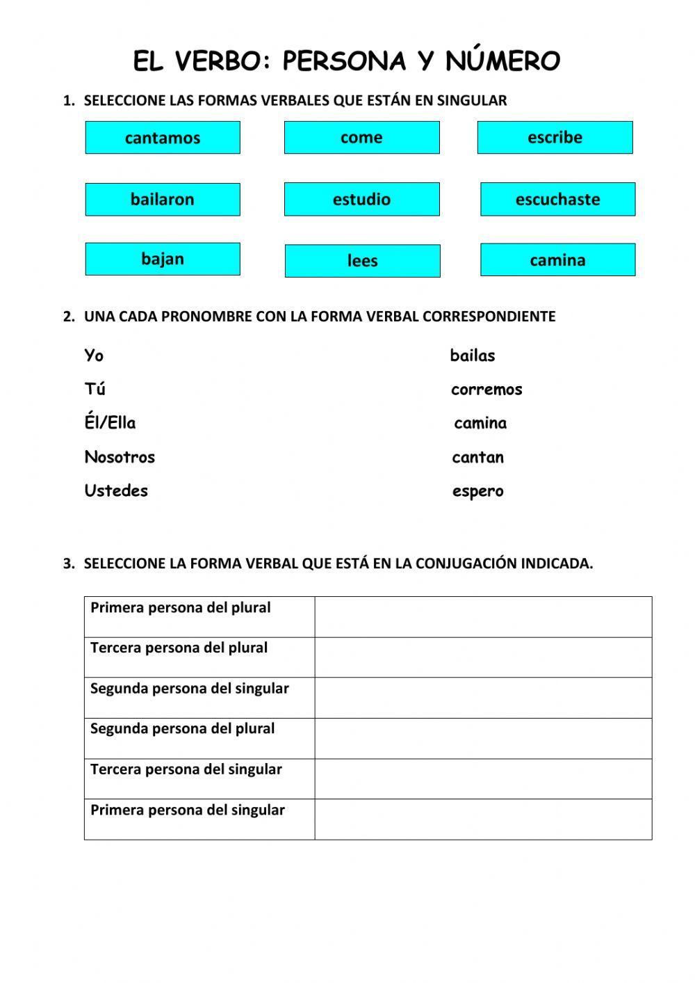 Verbo: persona y número