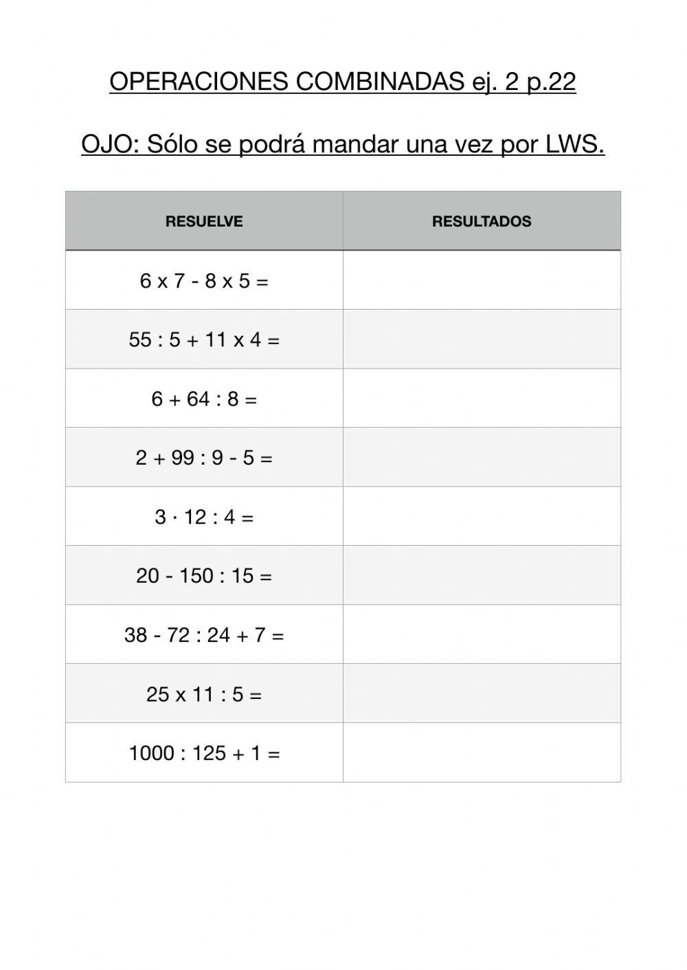Operaciones combinadas