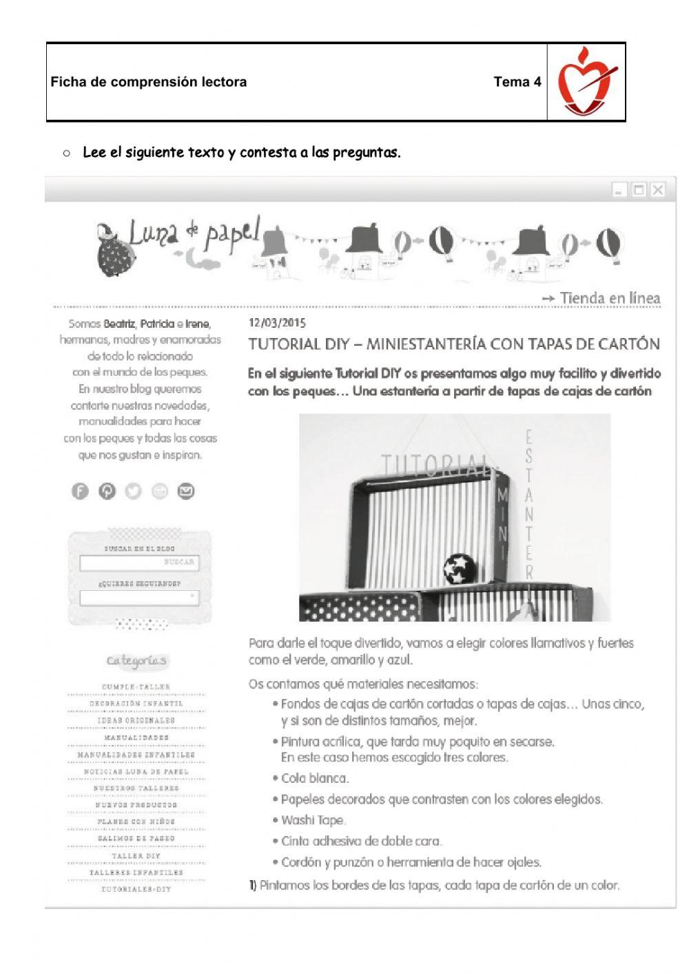 Comprensión lectora tema 4