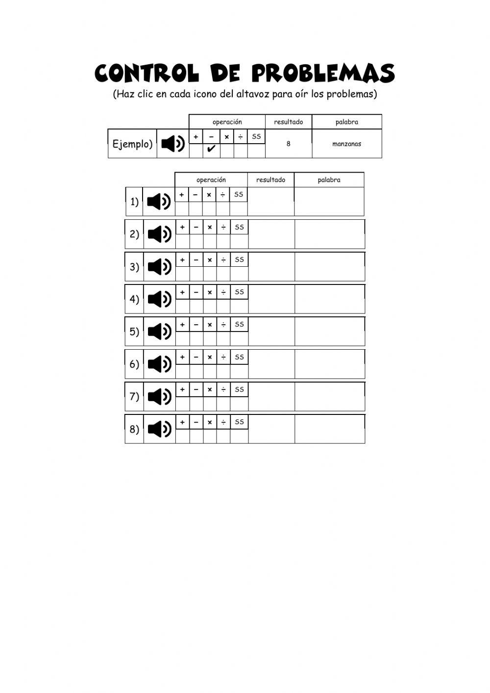 Control Problemas Igualación