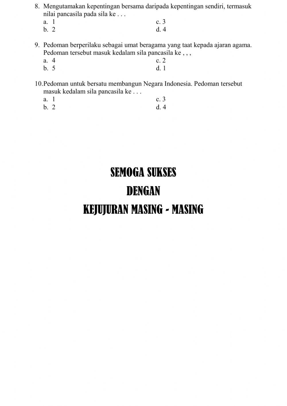 Latihan soal bupena tema 5 sub3 pemb 3&4