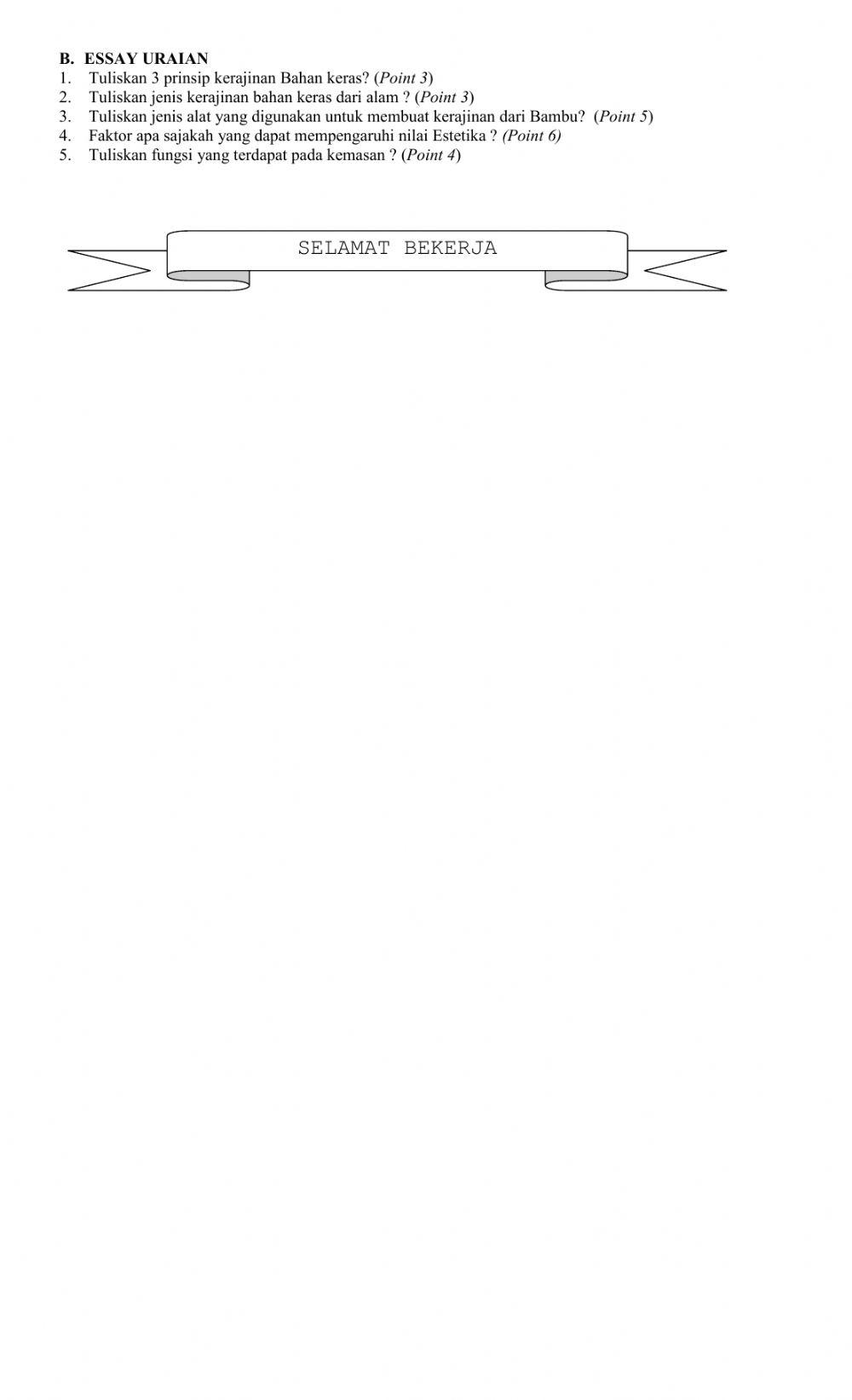 Ulangan Harian bab 1 paket B Prakarya