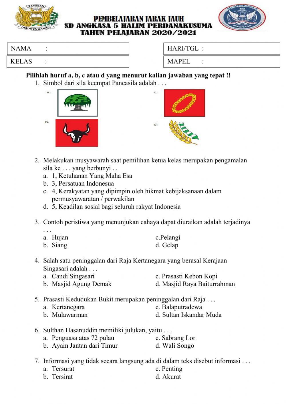 Ulangan bupena tema 5