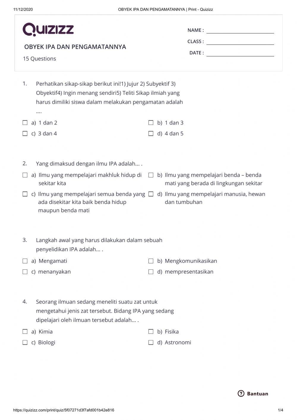 Obyek ipa dan pengamatannya