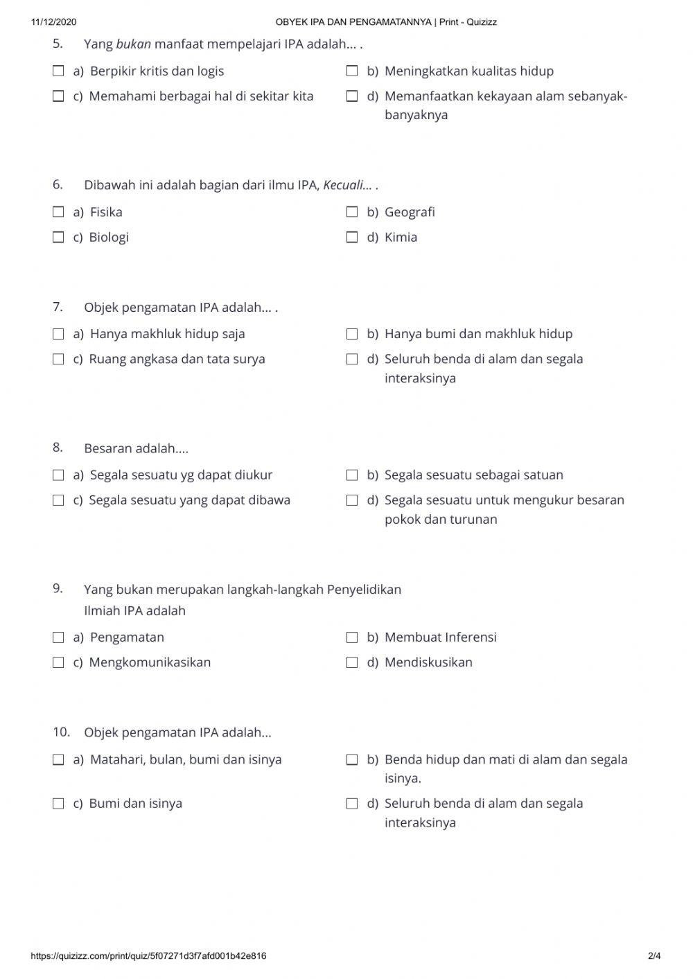 Obyek ipa dan pengamatannya