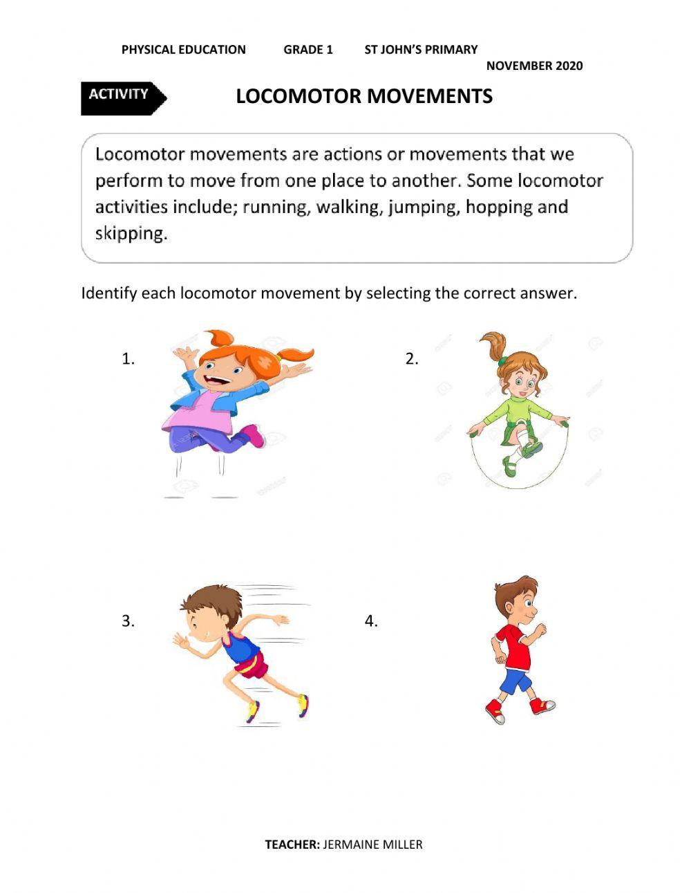 Locomotor Movements Worksheet online exercise for | Live Worksheets