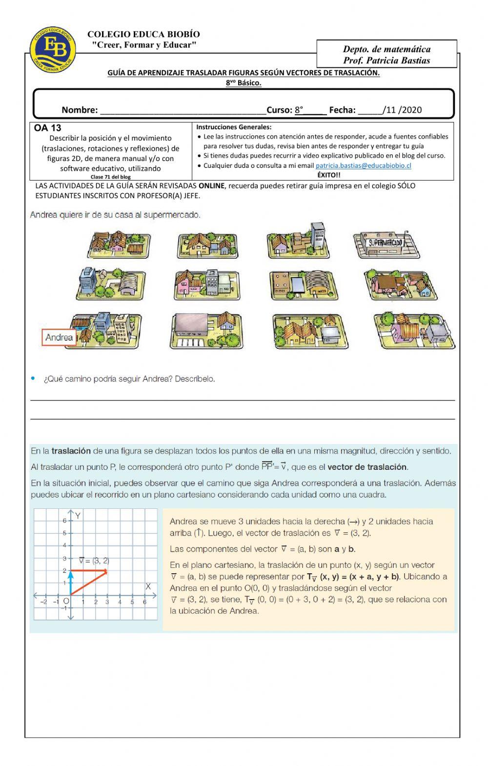 Clase 71 8° Trasladar figuras según vectores de traslación.