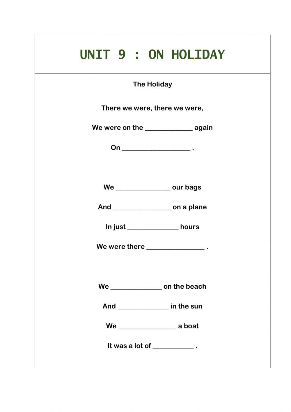 Unit 9 : On Holiday