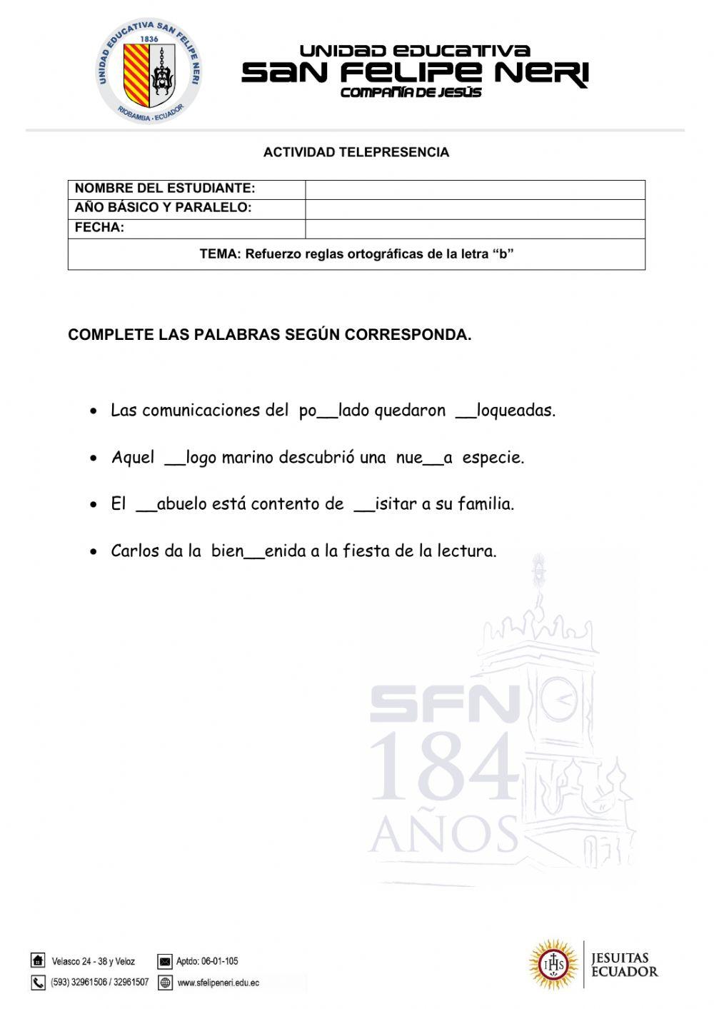 Regla ortografica b - 1