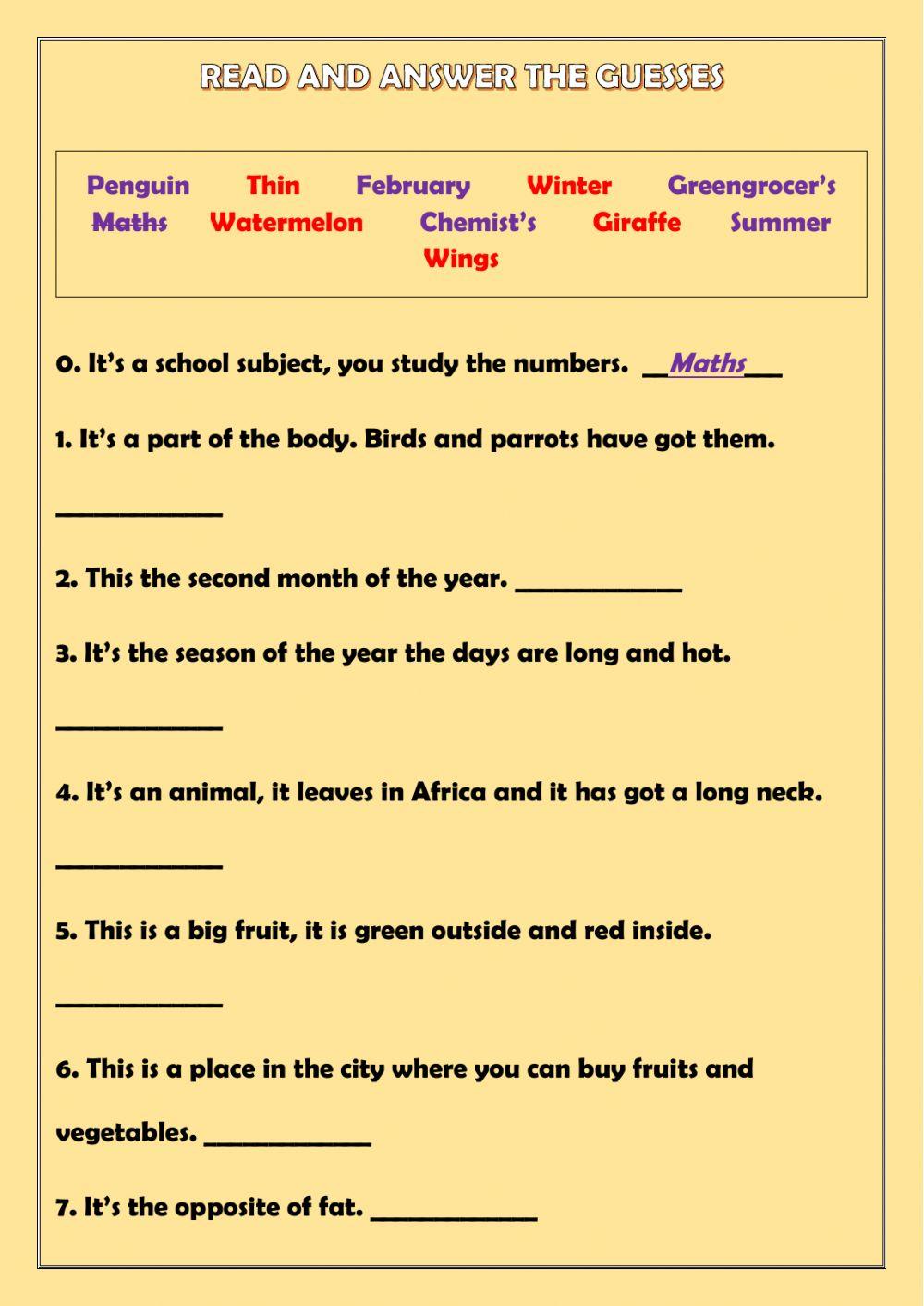 Read the guesses and write