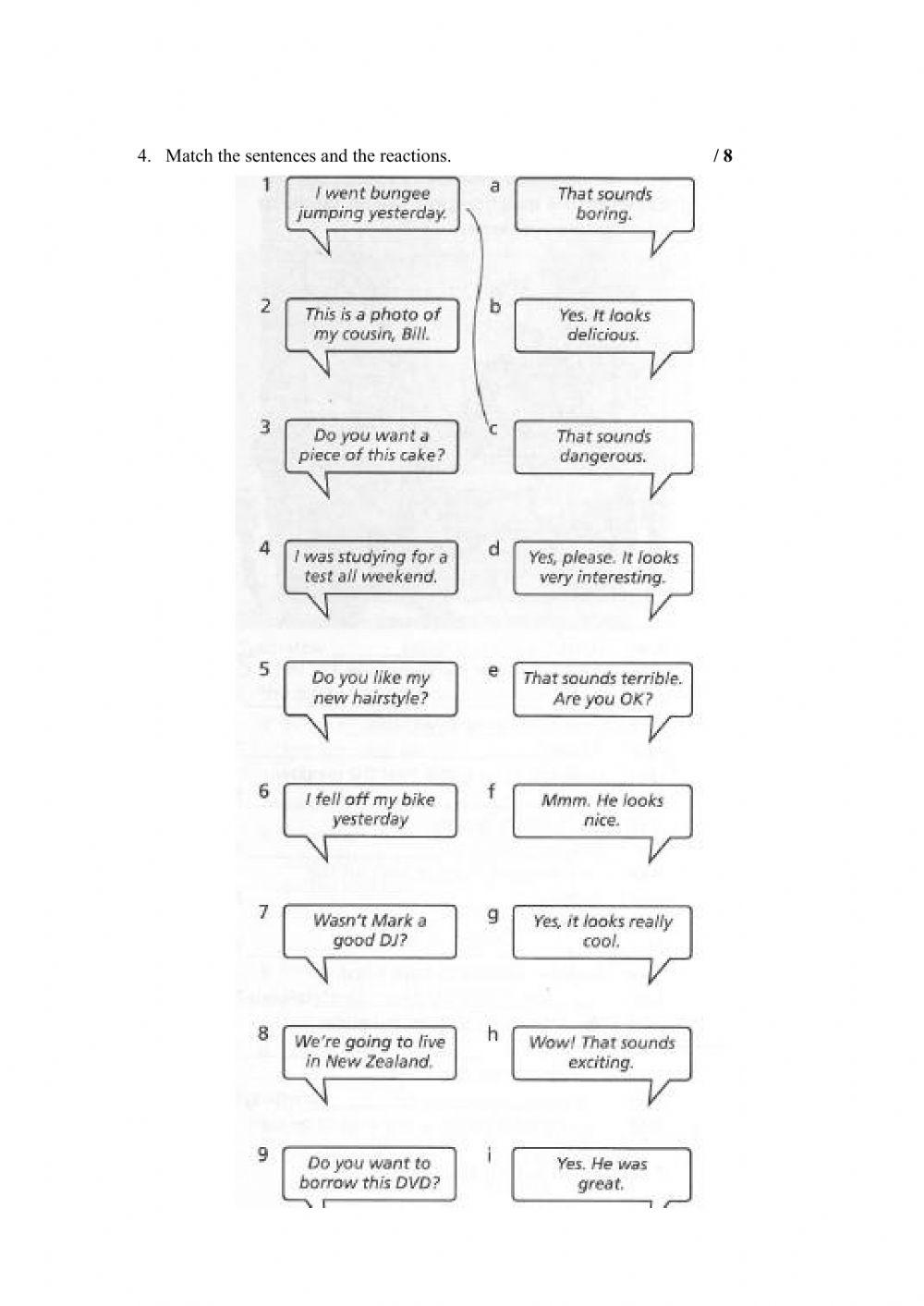 Témazáró Unit 3, Grade 8