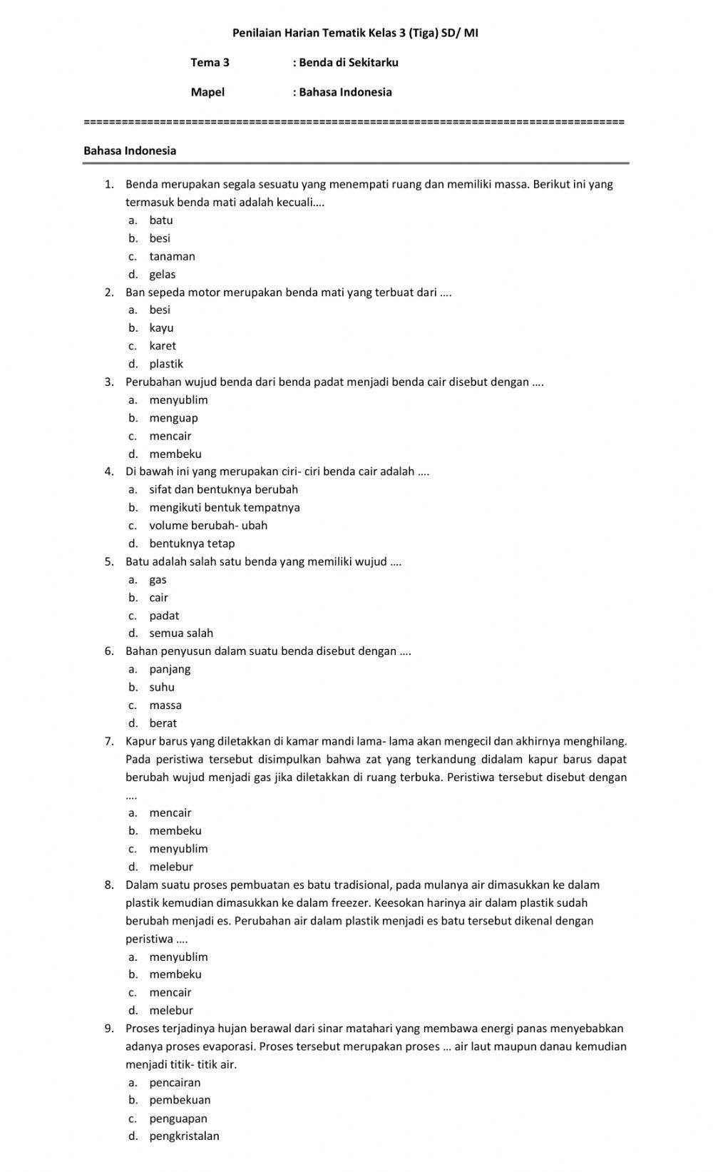 PH Bahasa Indonesia Tema 3