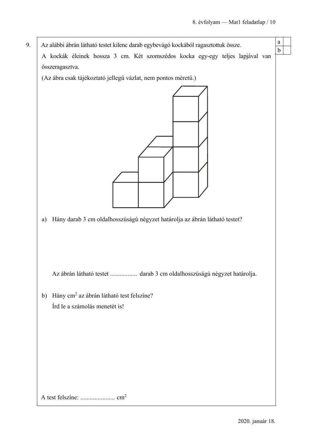 Matek központi 2020 második rész