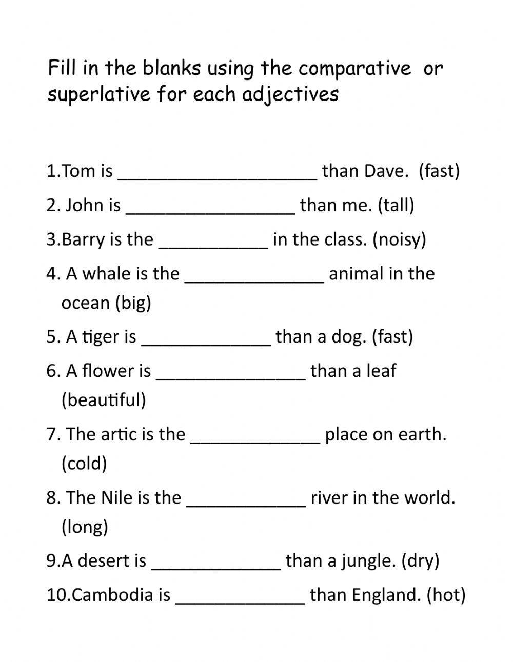 Comparatives and superlatives online exercise for 3 | Live Worksheets comparatives-and-superlatives-online-exercise-for-3-live-worksheets