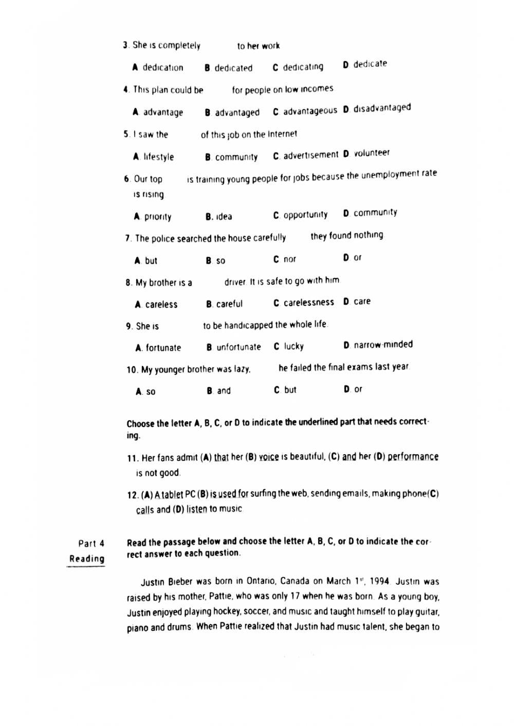 English 10 45' Test 12