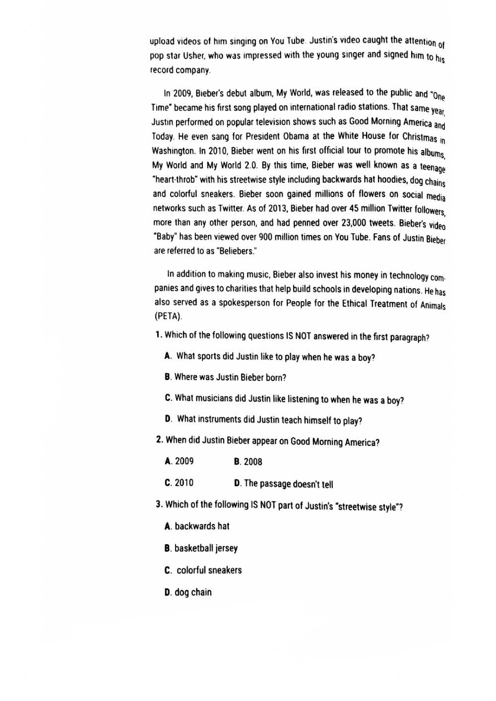 English 10 45' Test 12