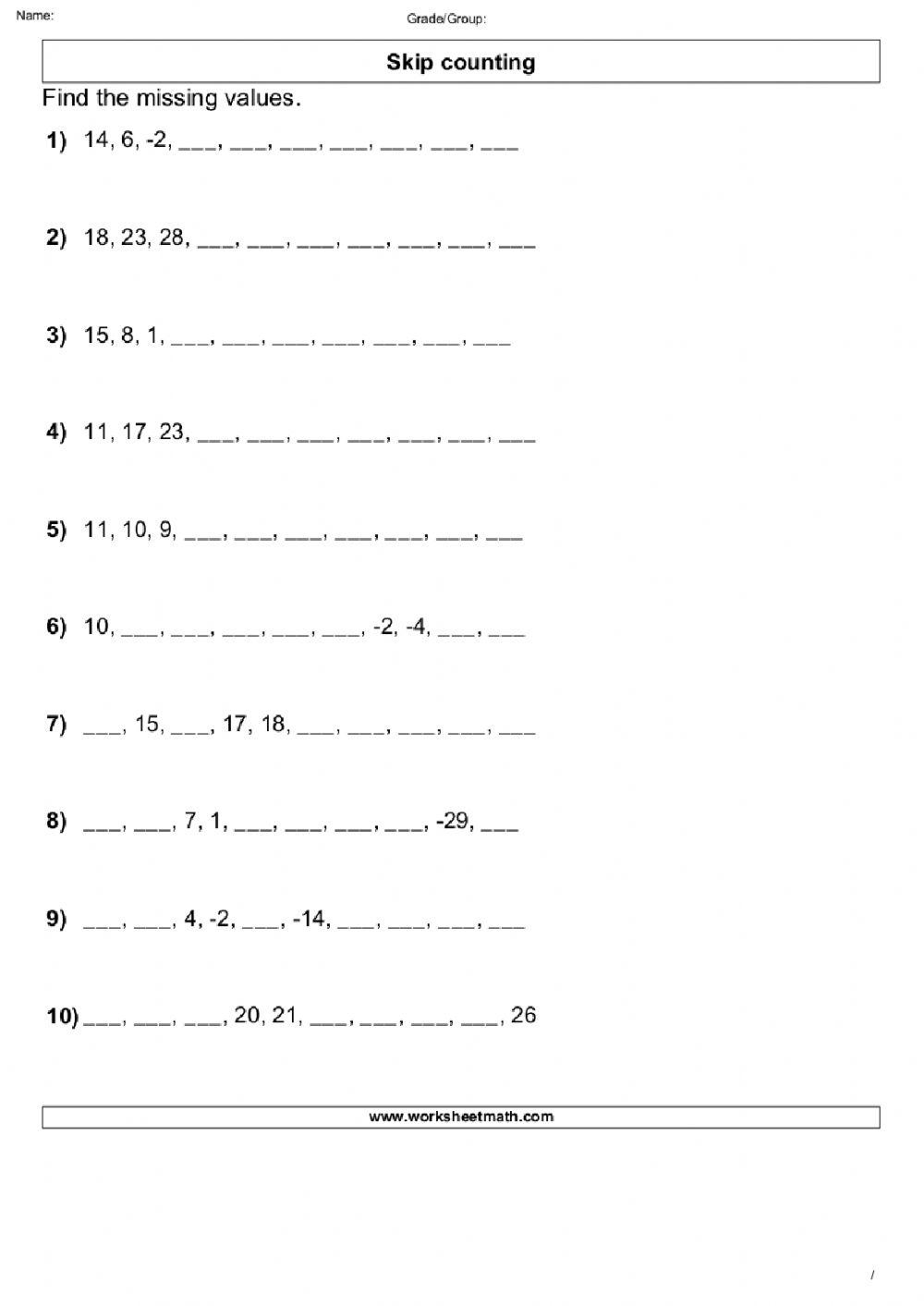 Math Sequences worksheet Live Worksheets