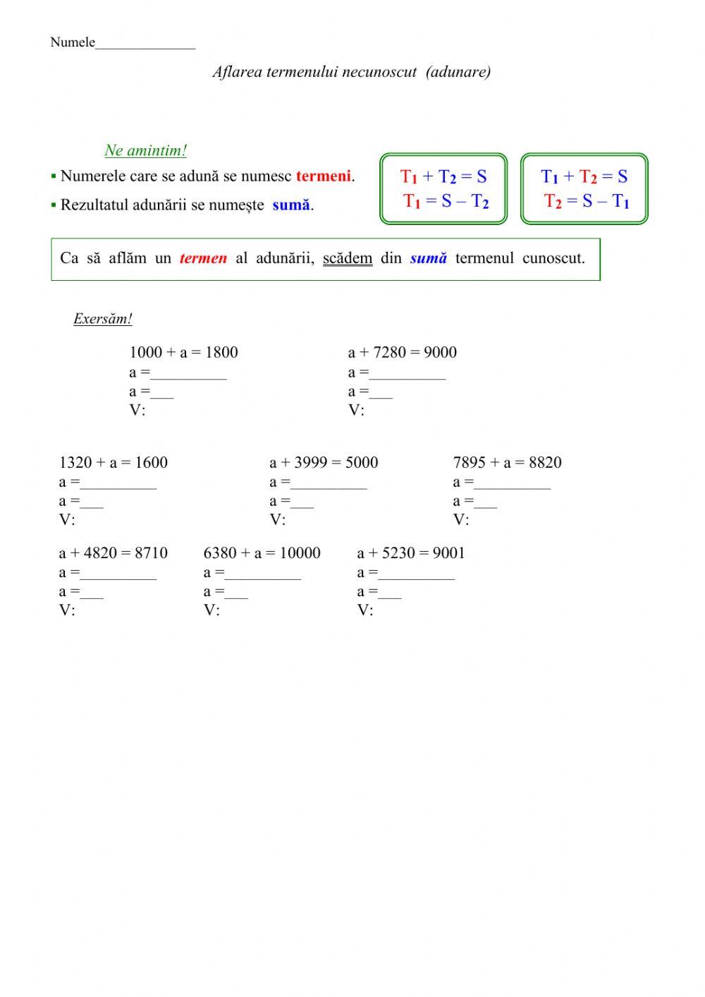 Aflarea termenului necunoscut 0-10000