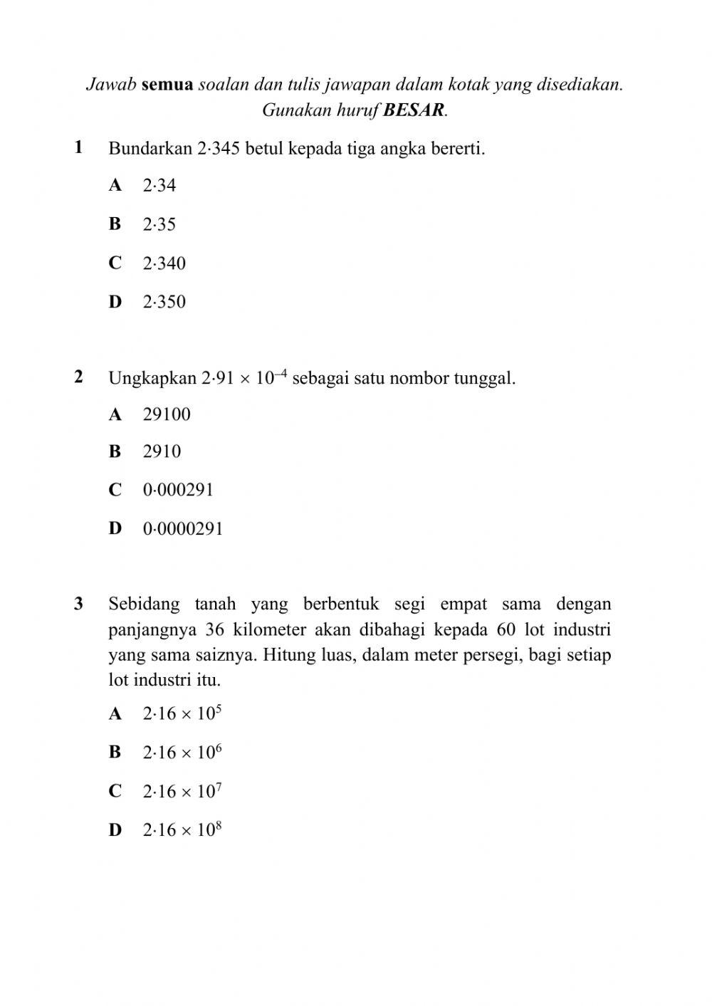 Kertas 1 spm math siri 1