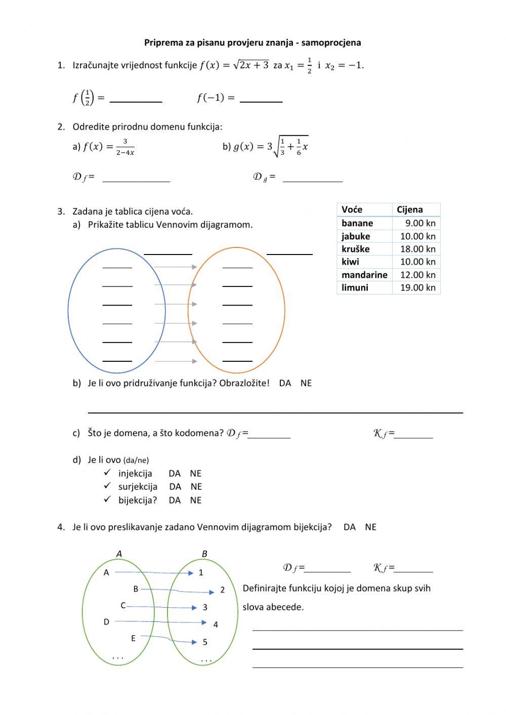 Funkcije - ponavljanje
