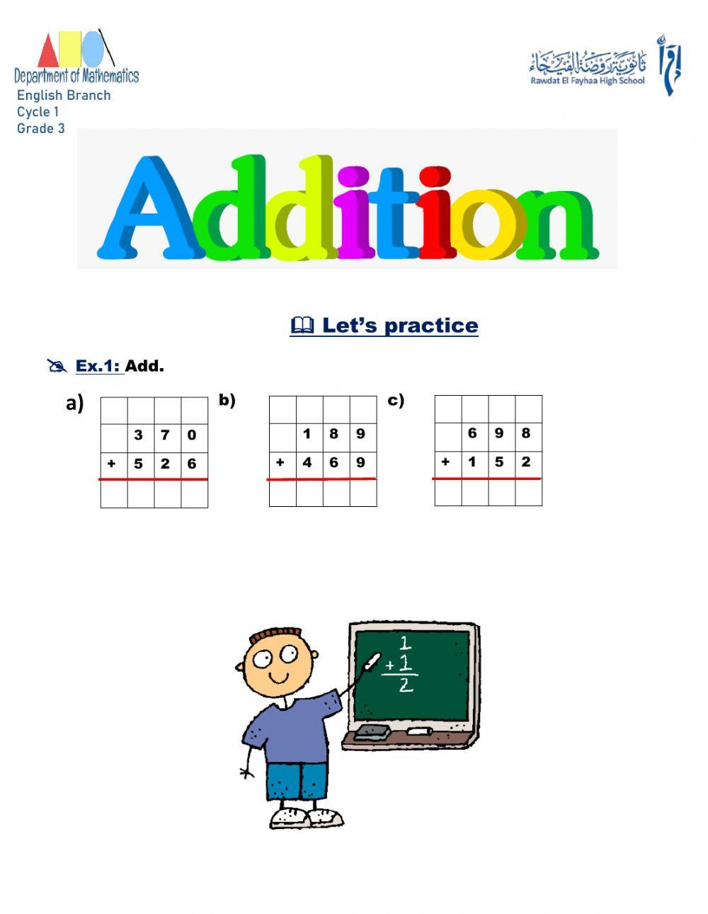 Live worksheet ( Addition ) interactive worksheet Live Worksheets