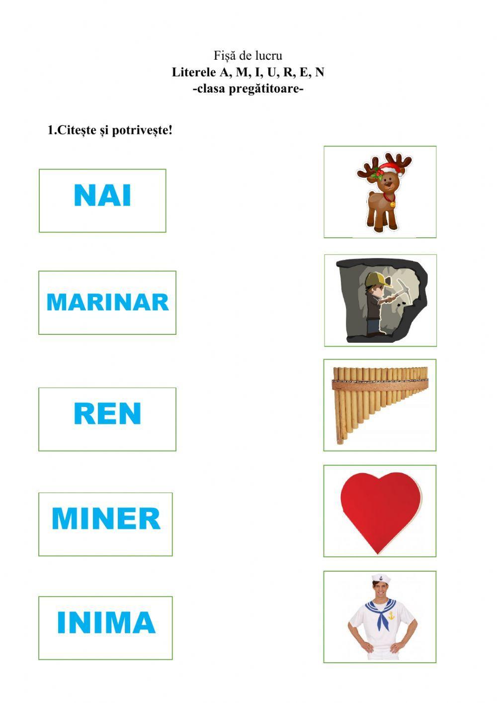 Literele A, M, I, U, R, E, N