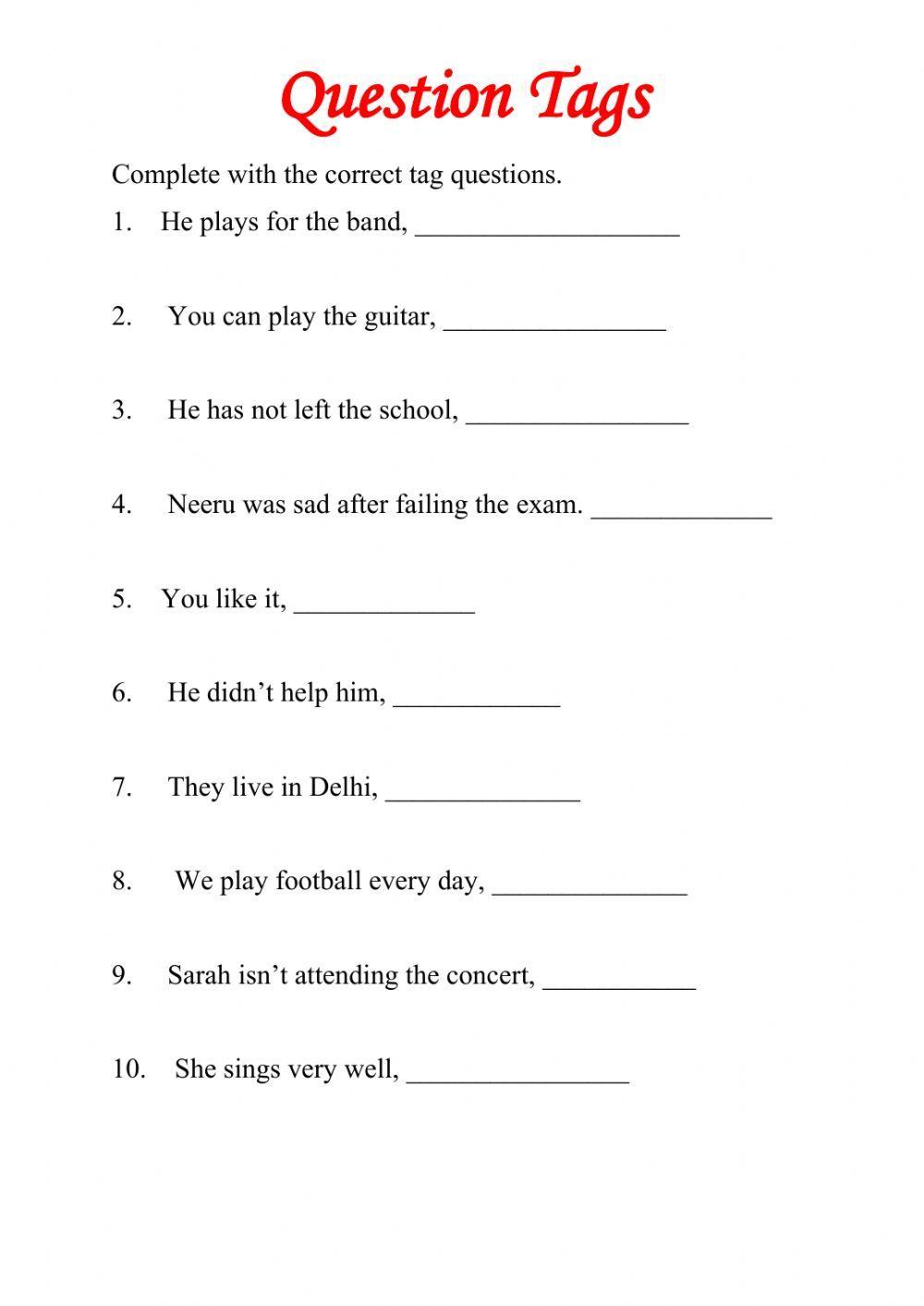 Question Tags Question Tags