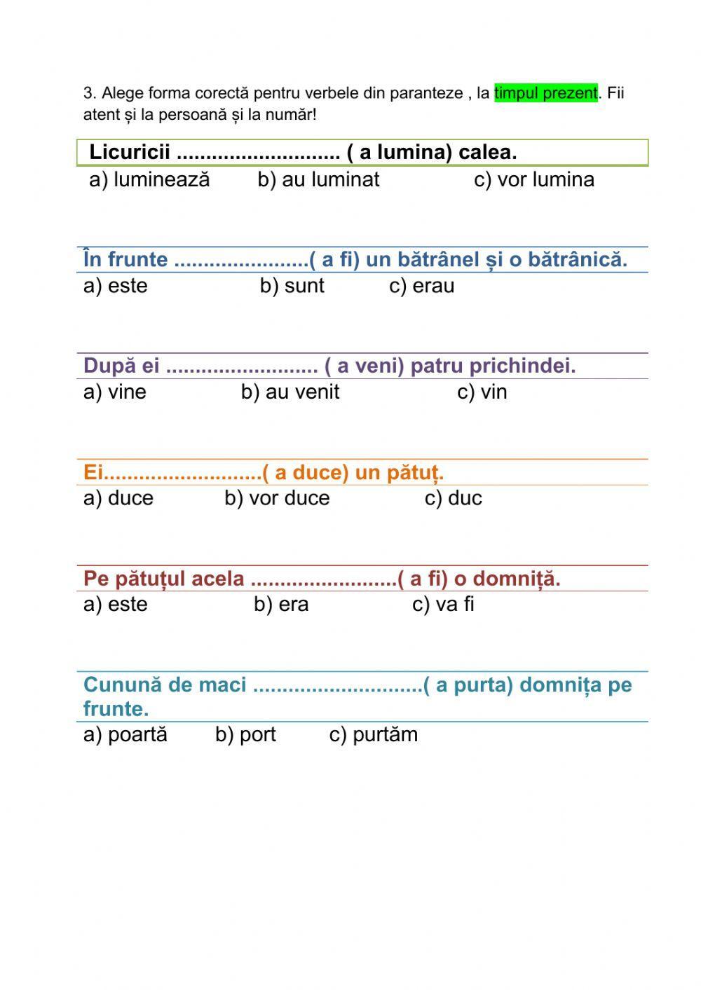Timpurile verbelor- consolidare