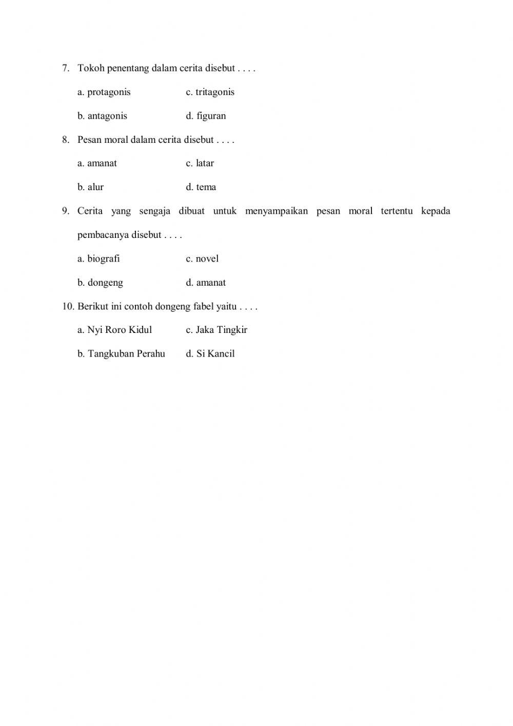 Latihan Soal Tema 4 Bahasa Indonesia