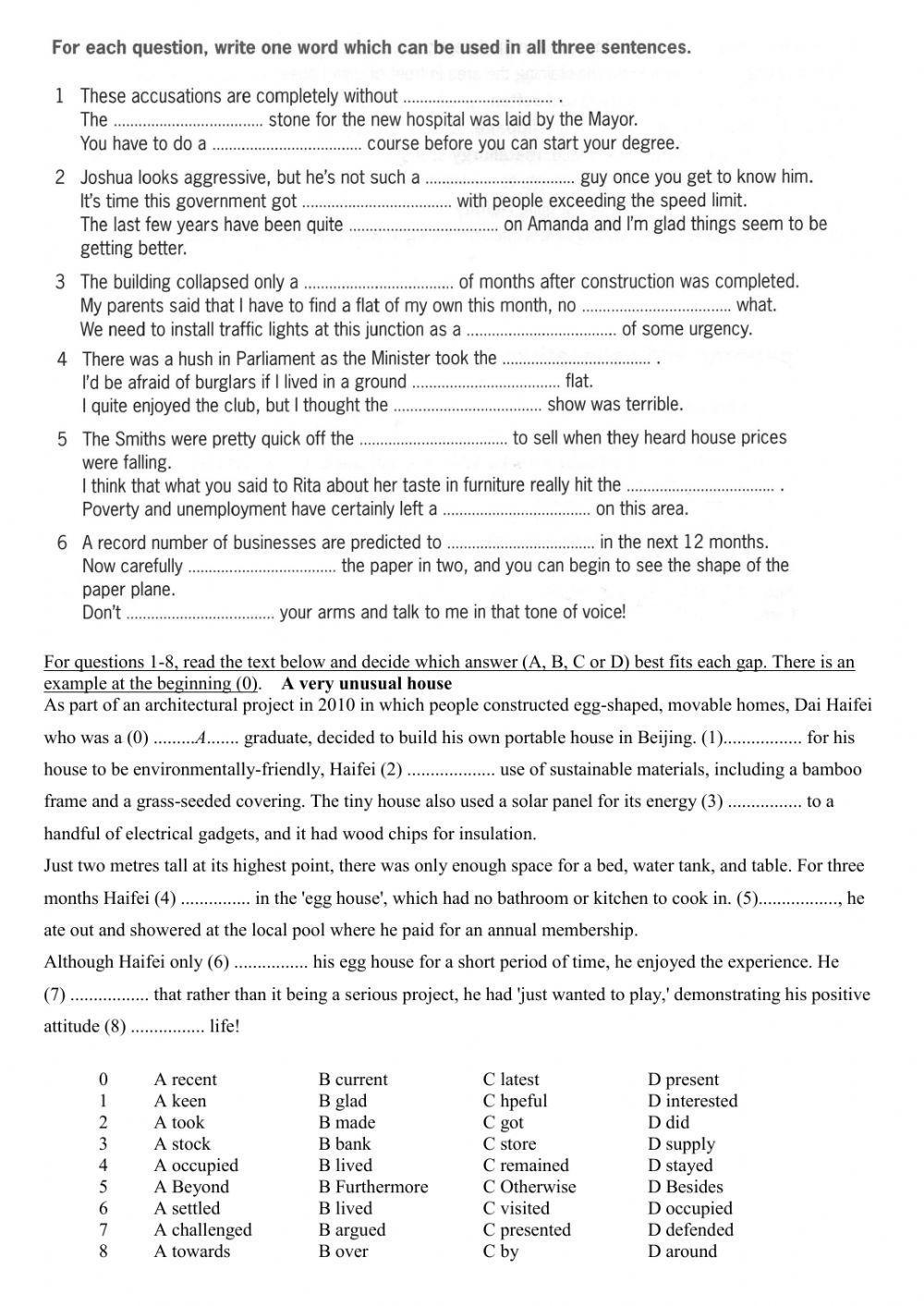 Buildings, houses and the home-B2-C1