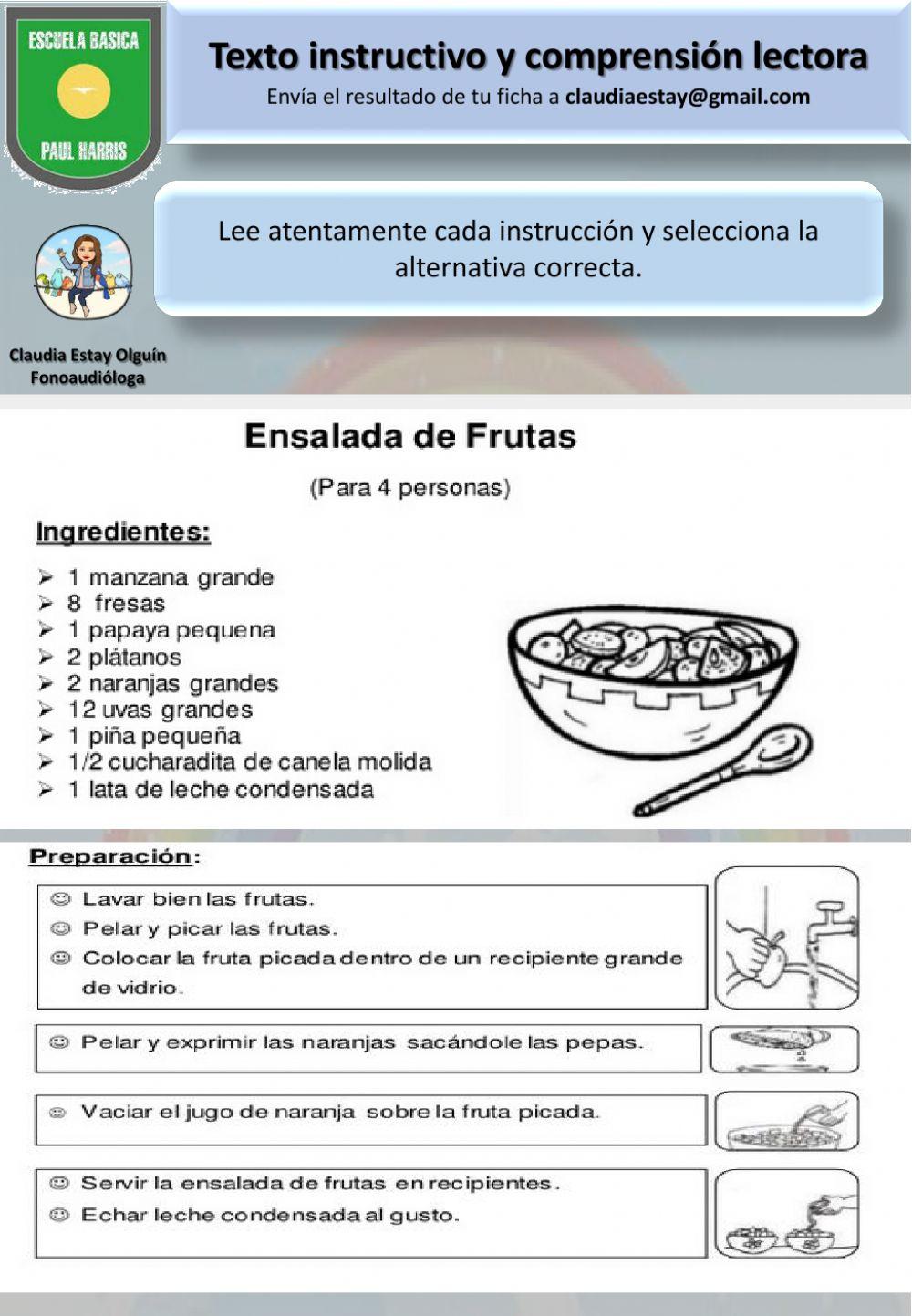 Texto Instructivo y comprensión lectora
