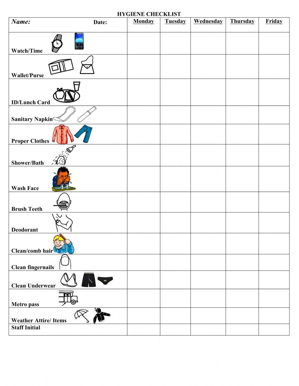 Hygiene Checklist