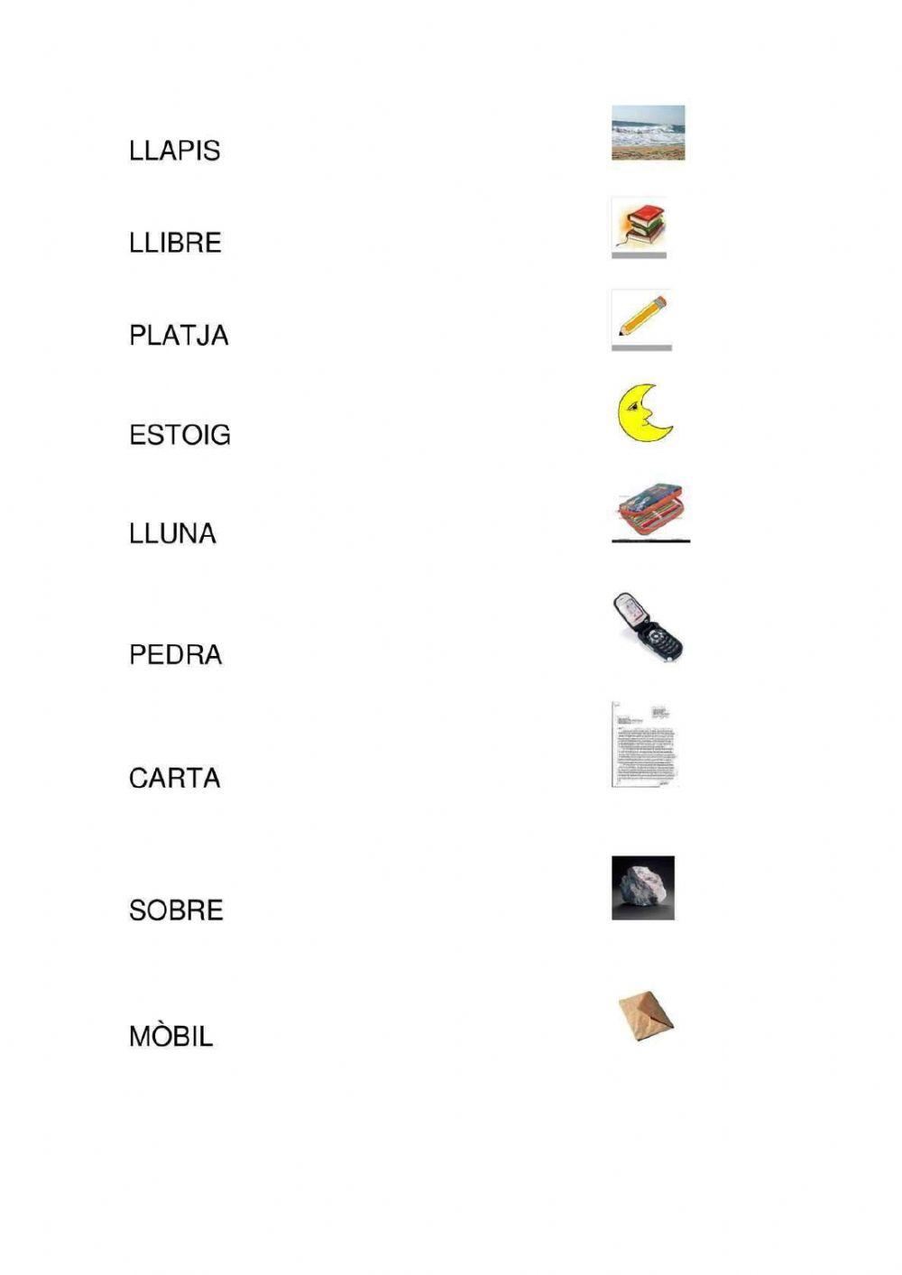 Relaciona les paraules amb les imatges