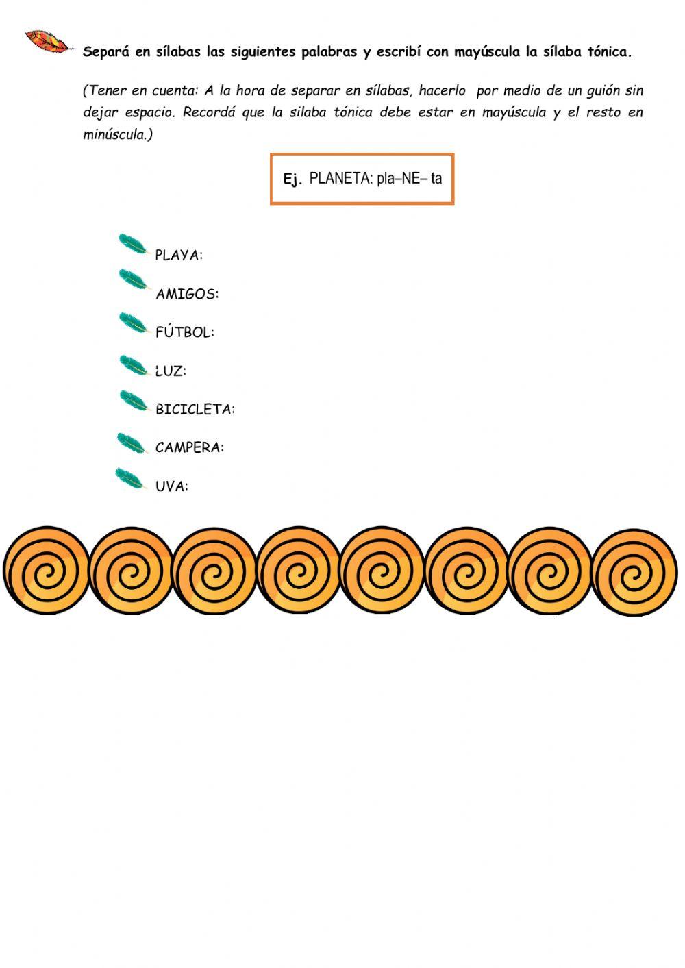 Ficha interactiva- Silaba tónica