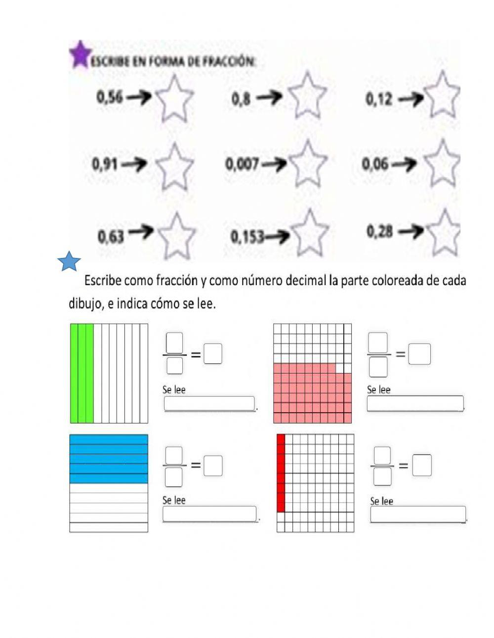 Números decimales a fracciones