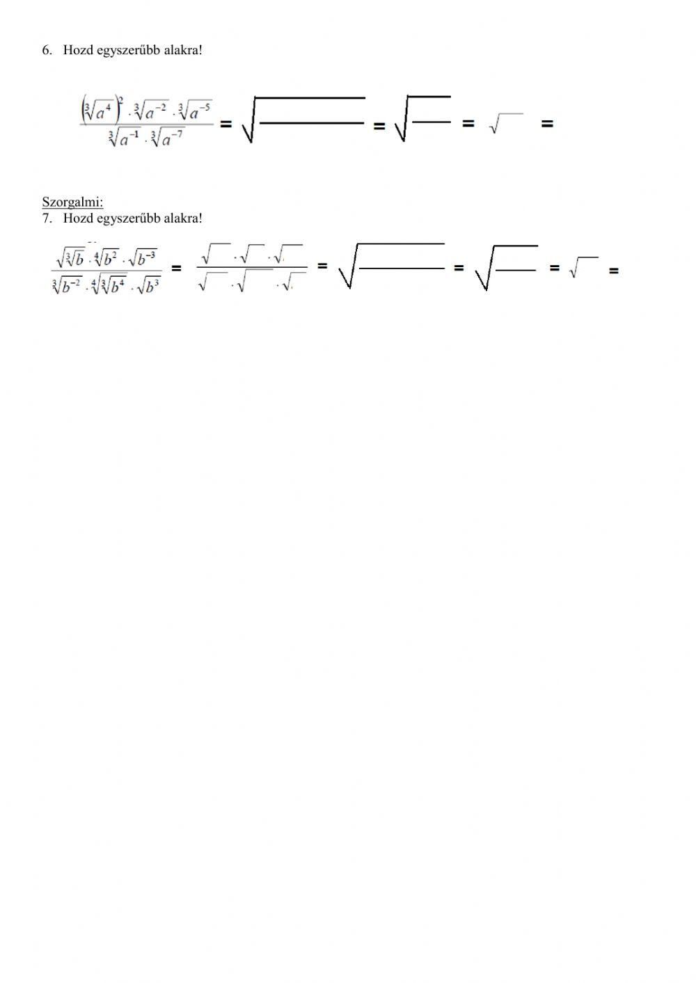 Tudáspróba - gyökvonás