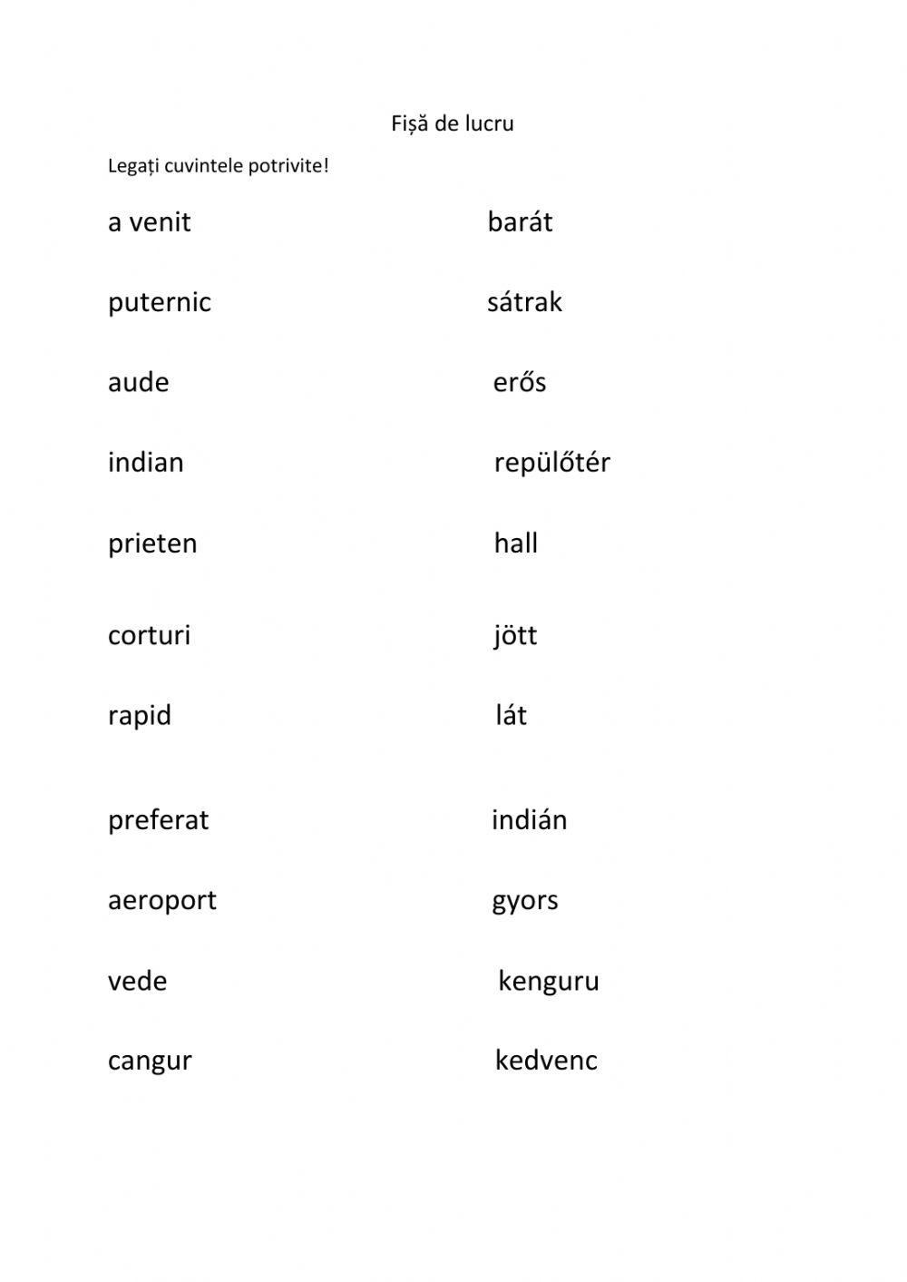 Exerciții de cuvinte