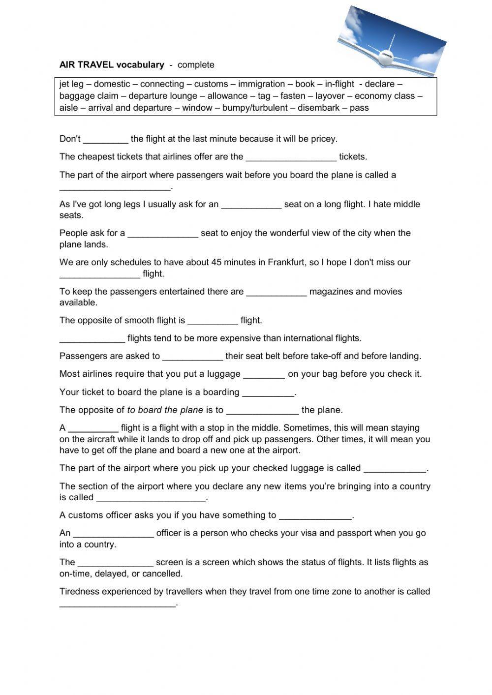 Air travel vocabulary
