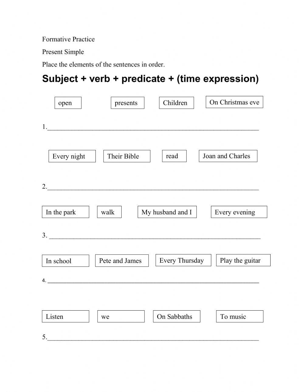 Present Simple Worksheet (plural subjects)