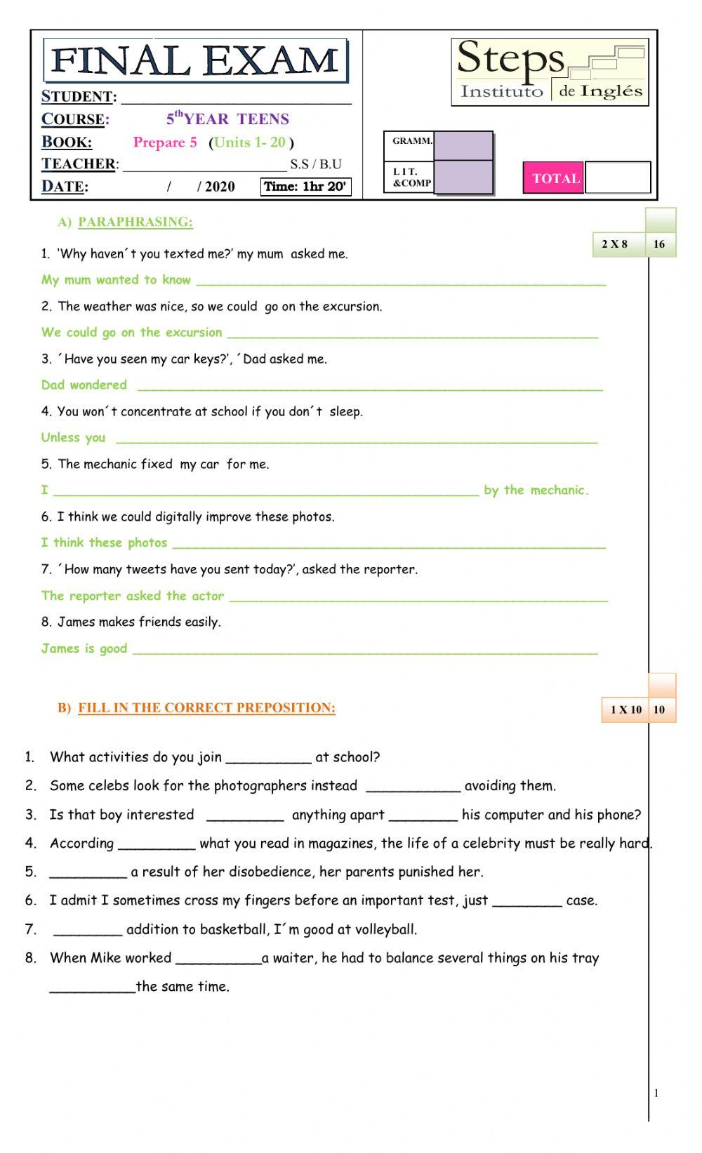 Prepare 5 (Final Exam)