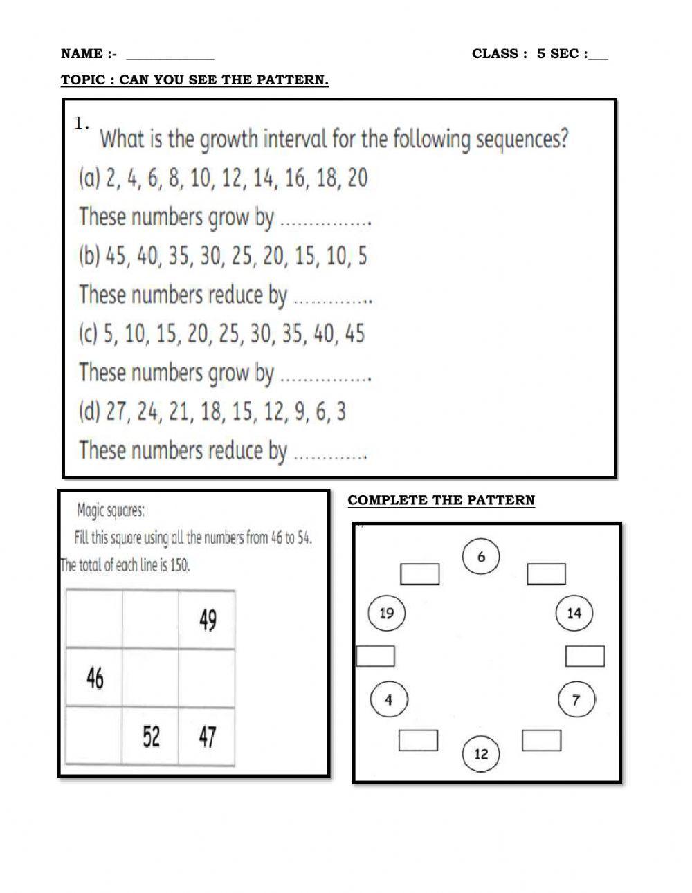 Can you see the pattern class 5