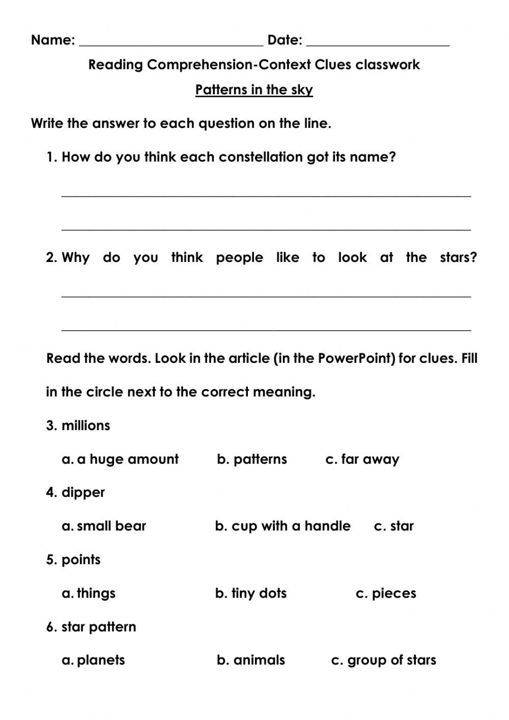 Context Clues online exercise for 3 | Live Worksheets