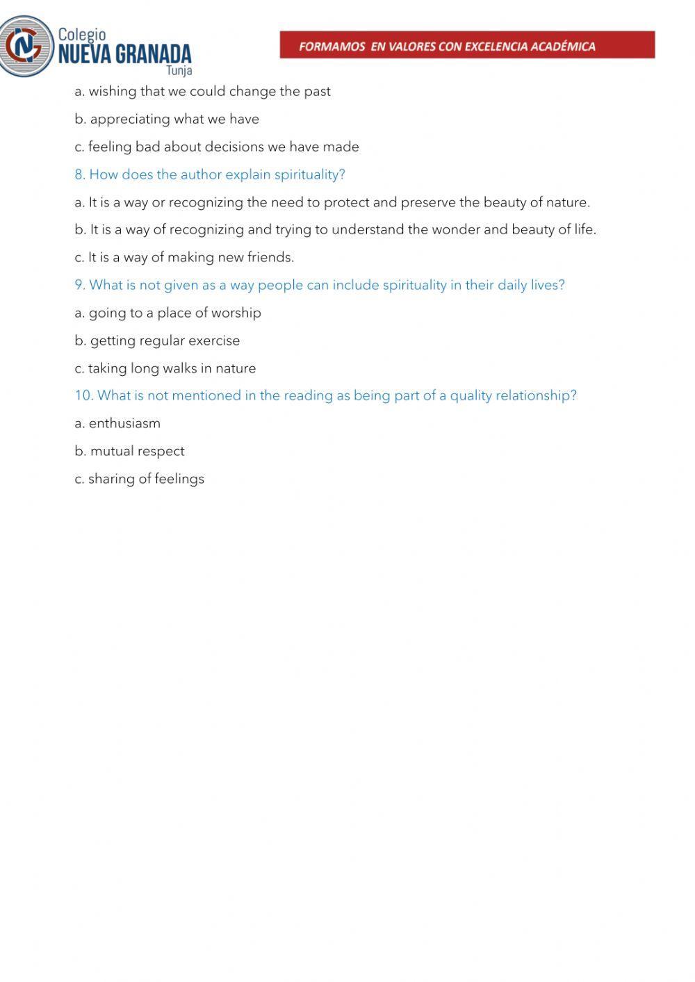 Reading comprehension a2