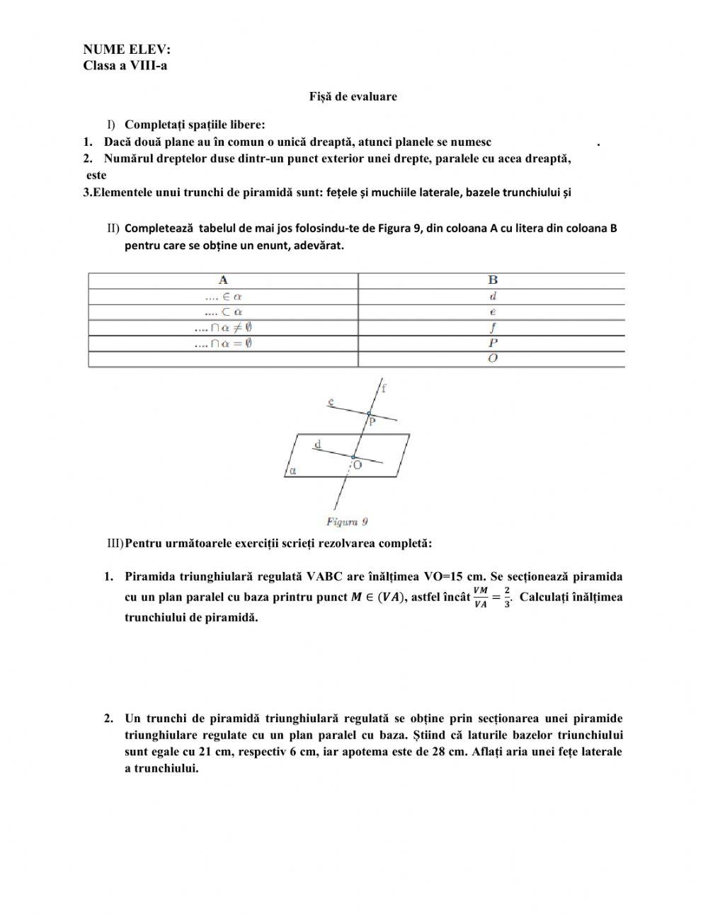 Fișă de evaluare- Paralelism