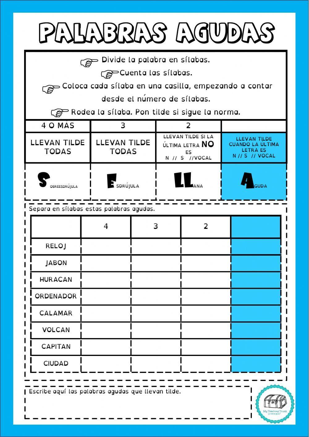 Acentuación de las palabras agudas