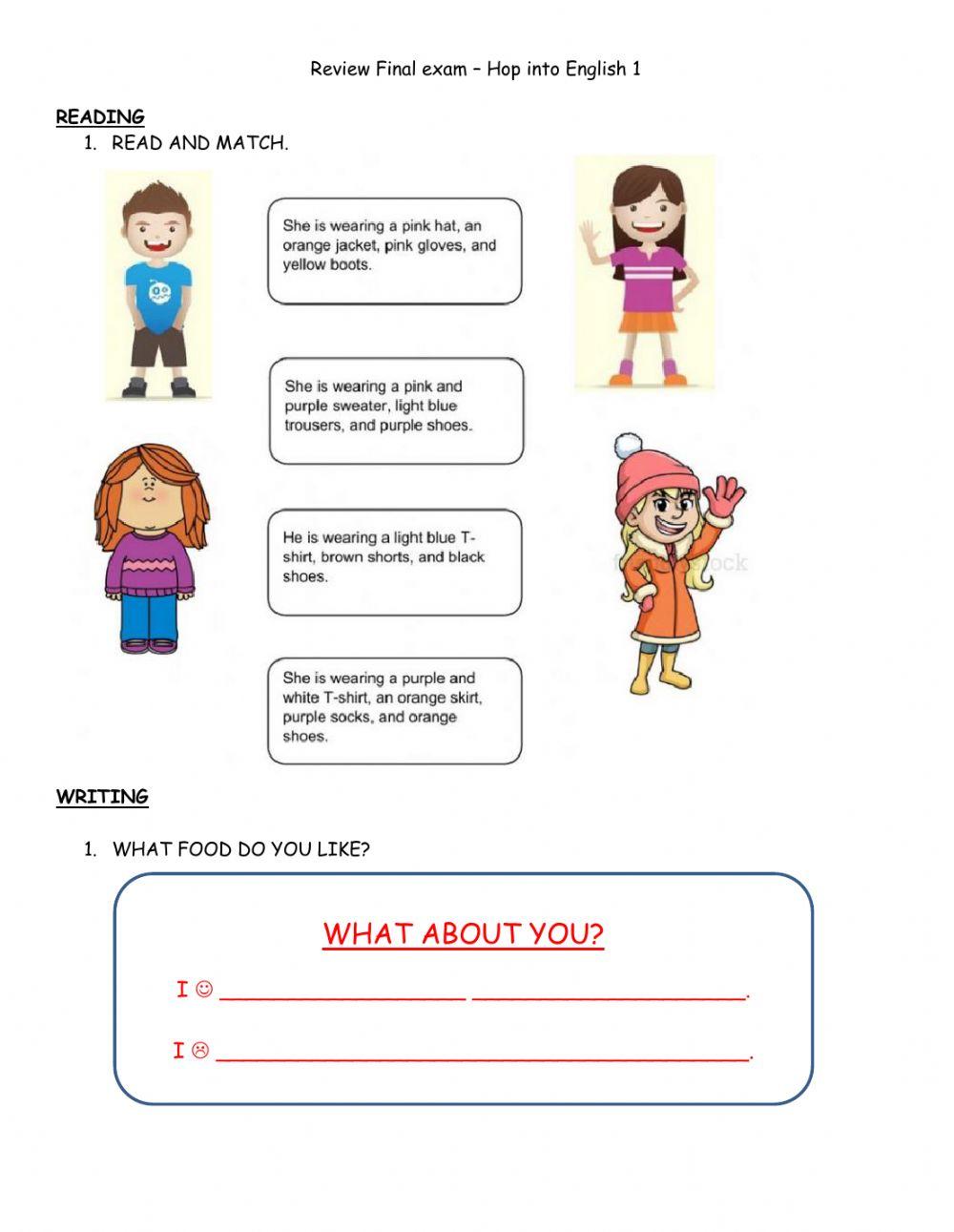 Hop into english test