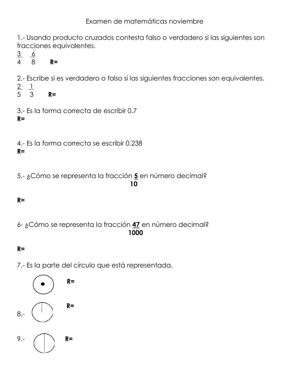 Examen de matemáticas noviembre