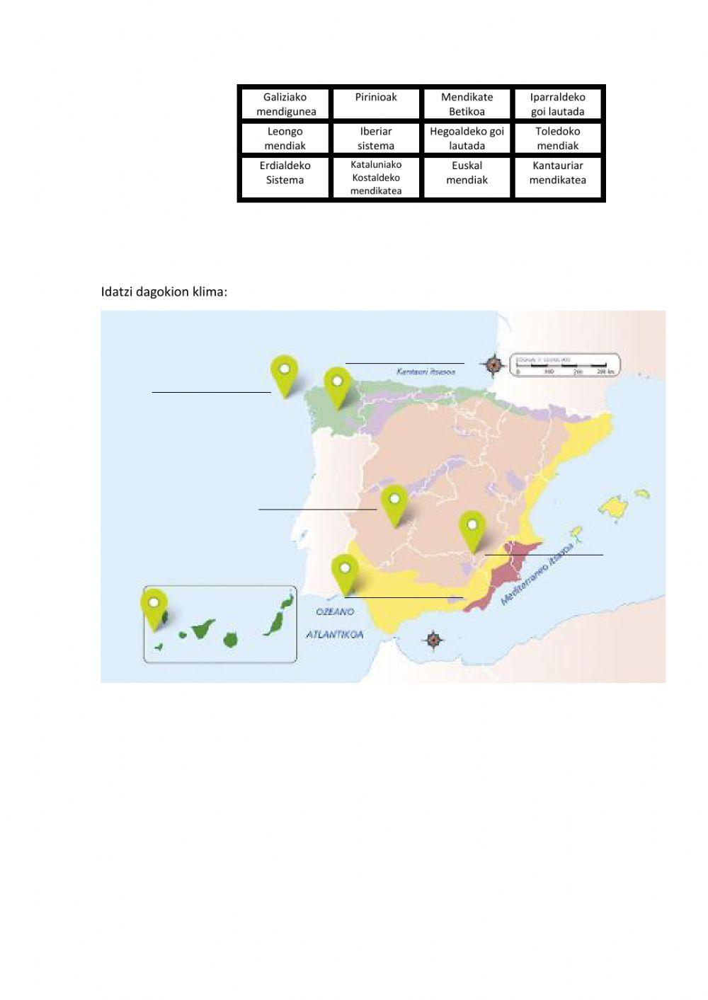 Iberiar penintsulako erliebea eta klimak