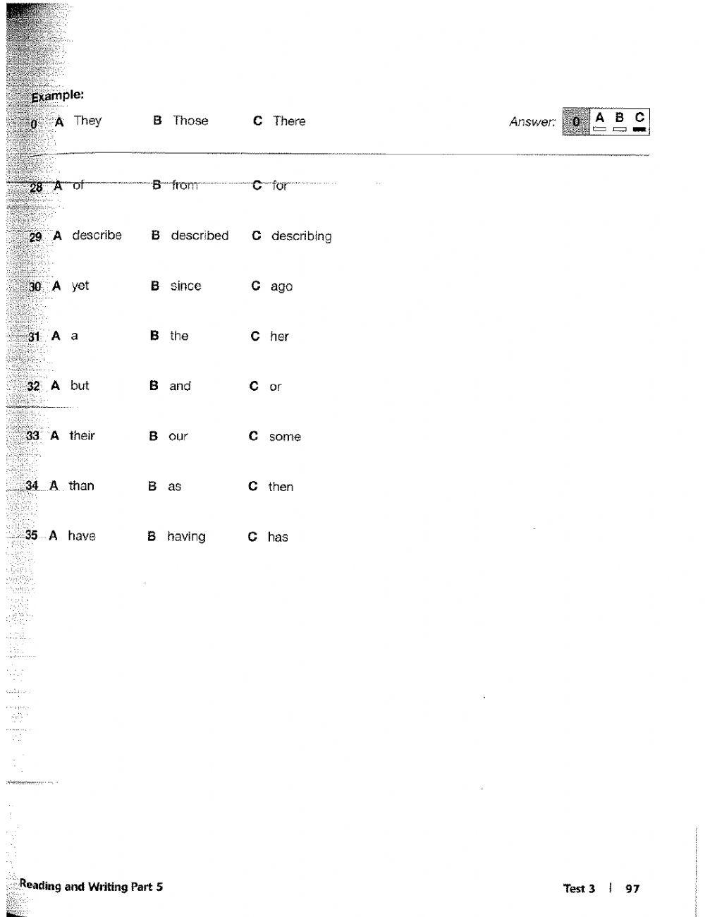 KET EXAM - READING AND WRITING Parts 1,2,3,4,5