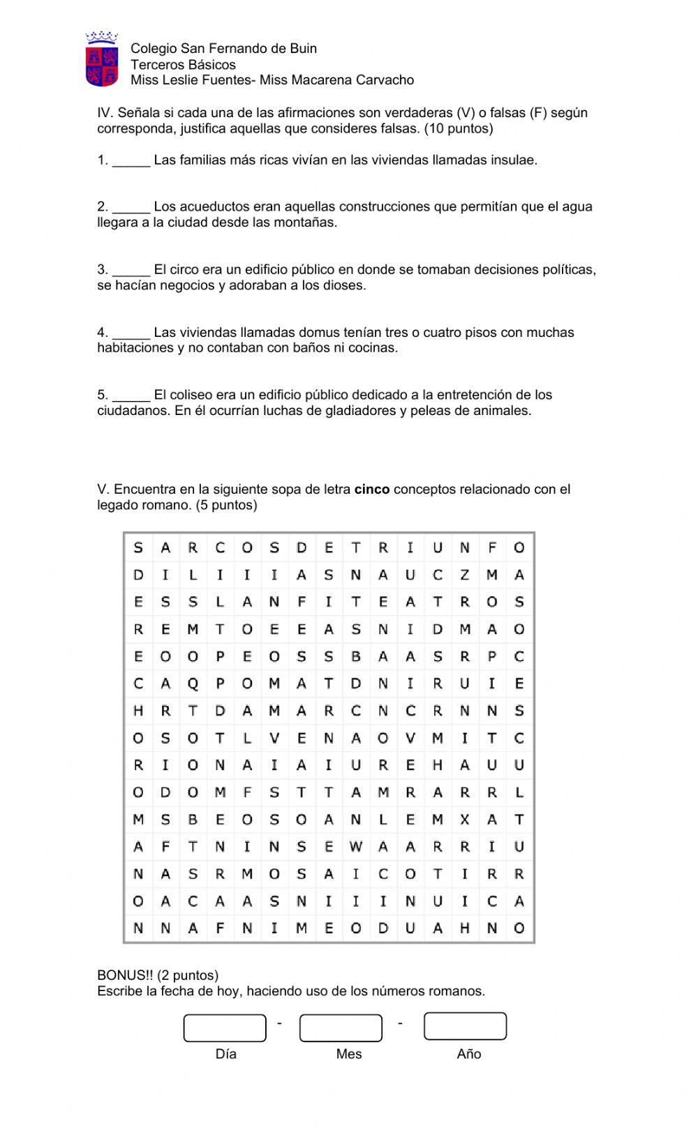 Evaluación Sociedad Unidad 3